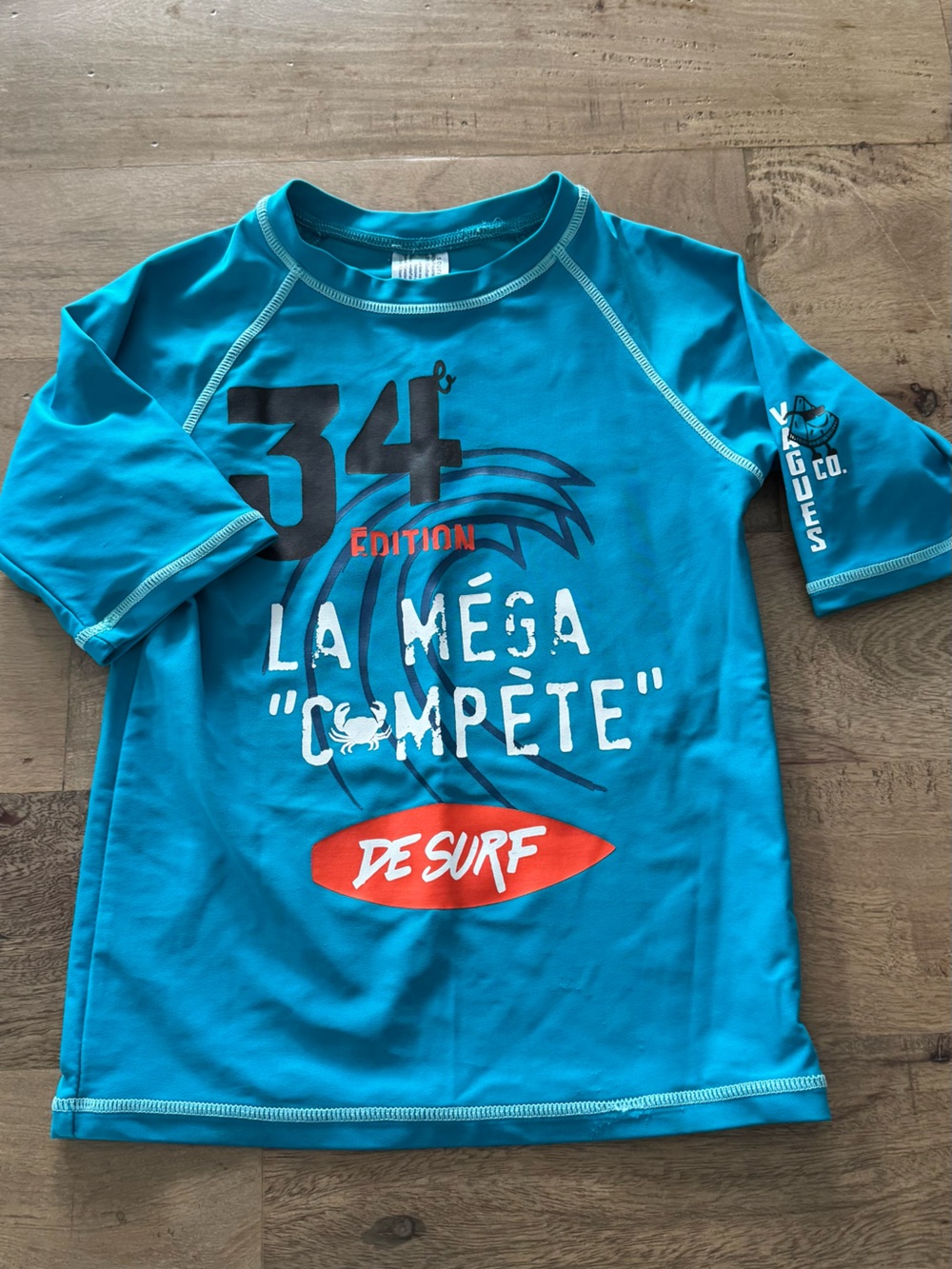 Souris Mini Kids' Teal Surf Rash Guard Swim Shirt size 6 years pool beach summer